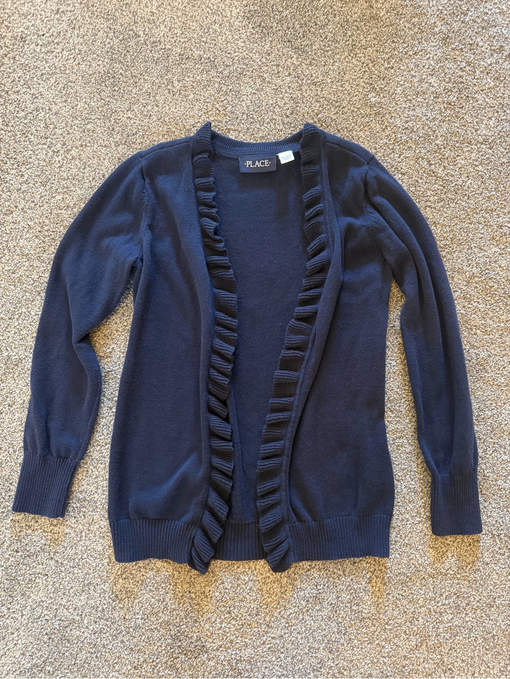 Place Navy Ruffle-Trim Open Cardigan